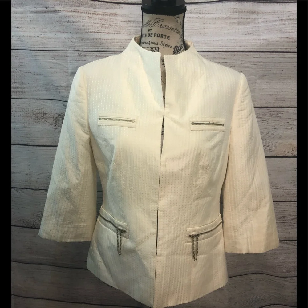 Classiques Entier Atelier Jacket Blazer Zip Silk Size Small Cream